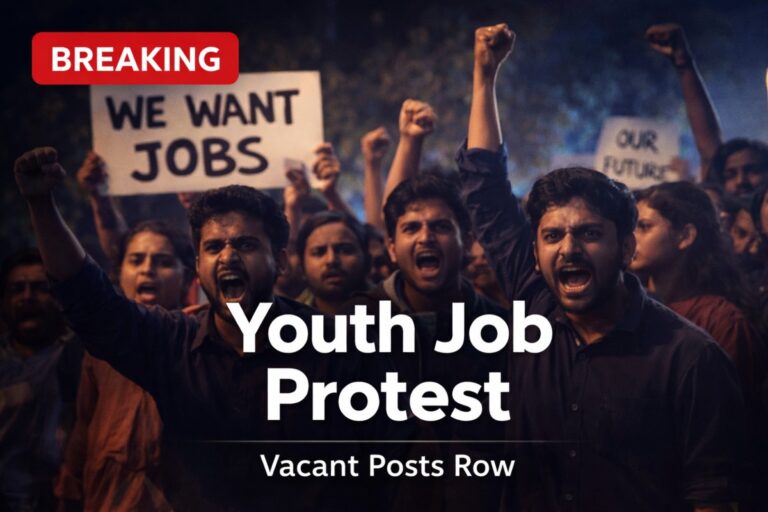 Unemployed youths protest in Rohtak demanding government jobs