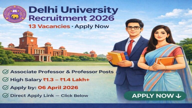 DU Recruitment 2026 Delhi University Professor Associate Professor Vacancy Apply Online Last Date 06 April 2026