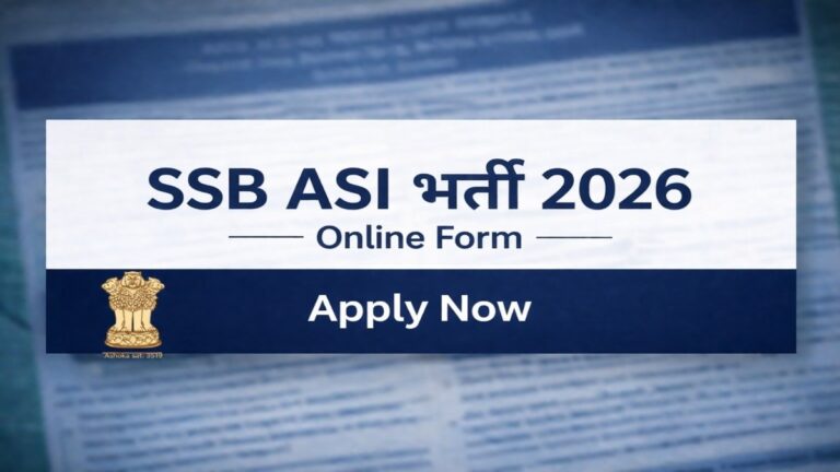 SSB ASI Bharti 2026 online form notification government job India apply