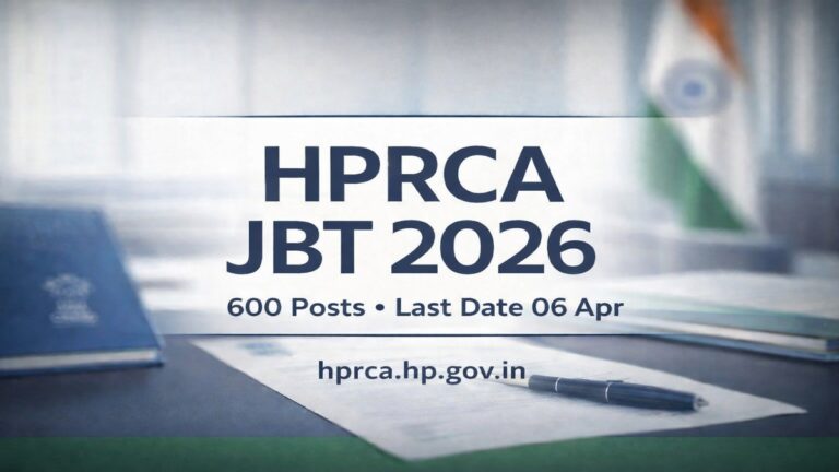 HPRCA JBT Recruitment 2026 Apply Online for 600 Junior Basic Teacher Posts