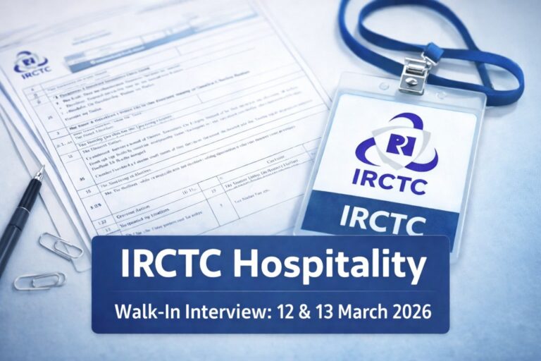 IRCTC Hospitality Monitor Recruitment 2026 walk in interview for 43 posts