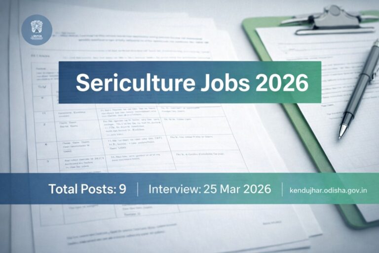 Keonjhar Sericulture Recruitment 2026 Walk-in Interview