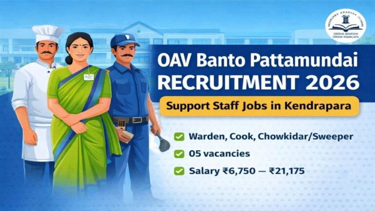 OAV Banto Pattamundai Recruitment 2026 Support Staff Notification