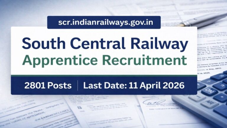 South Central Railway Recruitment 2026 notification for 2801 apprentice posts apply online before 11 April 2026