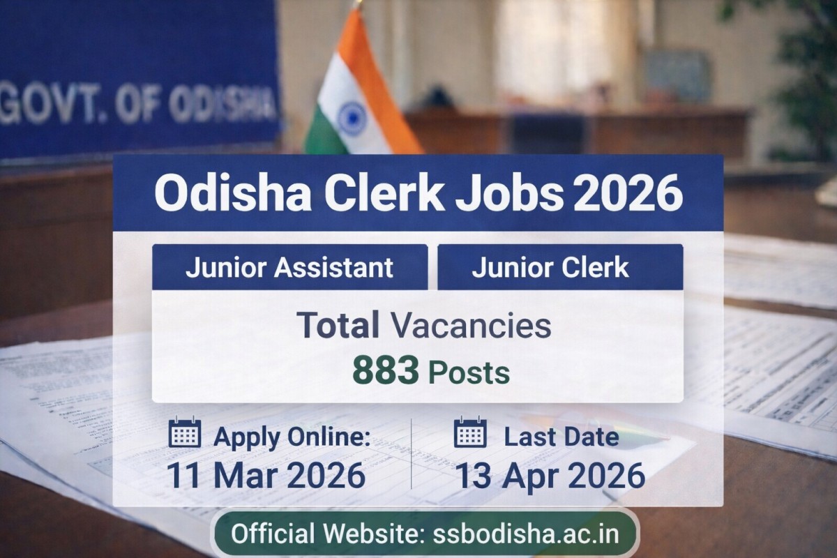 SSB Odisha Recruitment 2026-junior Assistant & clerk posts