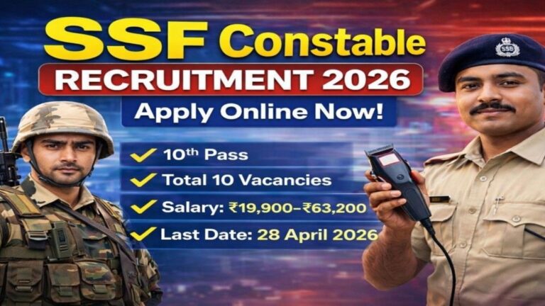 SSF Constable Recruitment 2026 notification for barber and washerman posts apply online before last date 28 April 2026