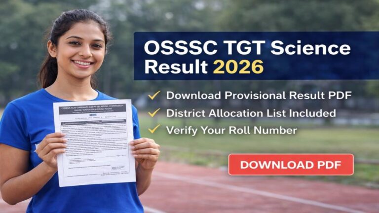 OSSSC TGT Science Result 2026 PDF Download District Allocation List