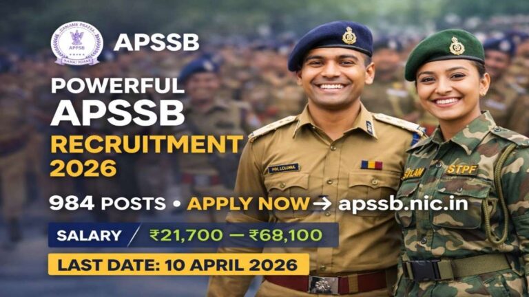 APSSB Recruitment 2026 notification apply online last date 10 April 984 posts constable fireman STPF salary details