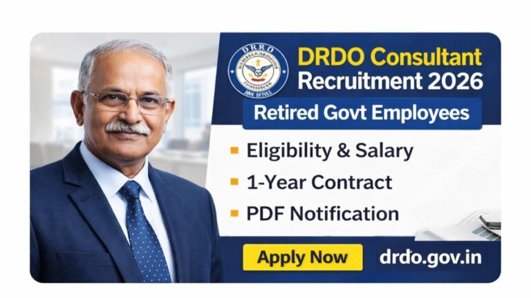 DRDO Consultant Recruitment 2026 for retired government employees eligibility salary apply now
