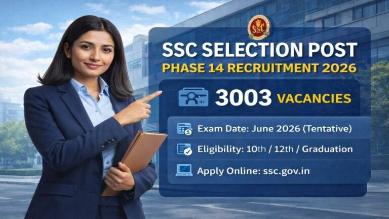 SSC Selection Post Phase 14 Recruitment 2026 3003 vacancies exam date eligibility apply online