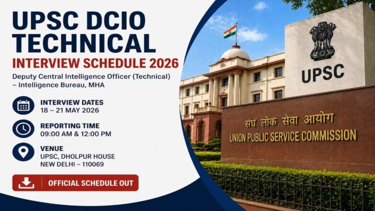 UPSC DCIO Technical Interview Schedule 2026 official notice interview dates and venue details