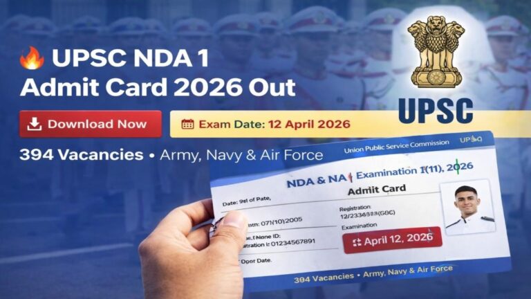 UPSC NDA 1 Admit Card 2026 Download Exam Date 12 April 394 Vacancies NDA NA Exam