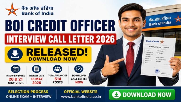 BOI Credit Officer Interview Call Letter 2026 download image for Bank of India interview admit card release