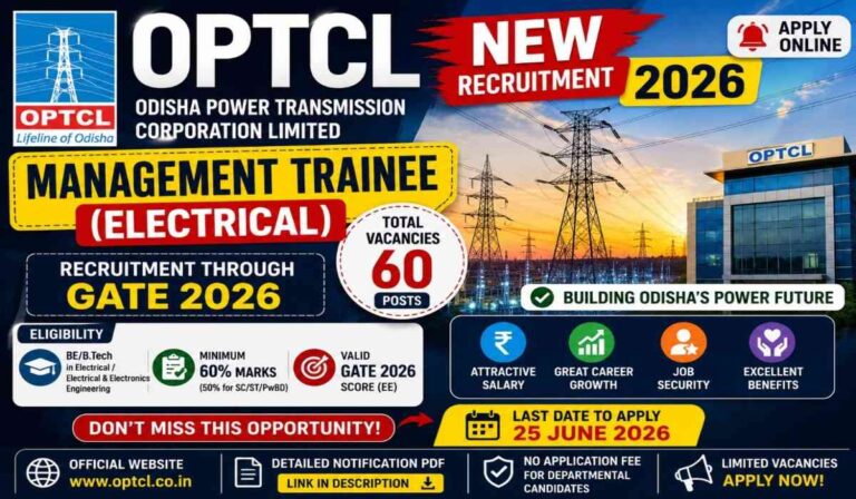 OPTCL MT Recruitment 2026 Electrical Recruitment 2026 Apply Online for 60 Posts Through GATE 2026