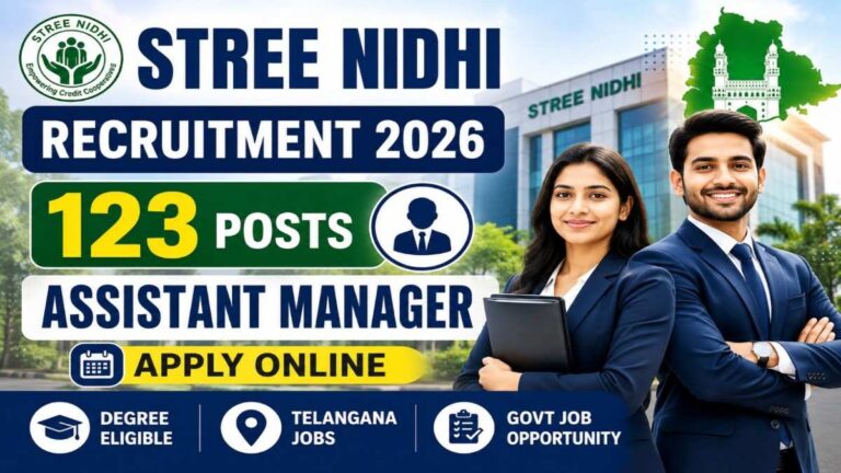 Stree Nidhi Recruitment 2026 Assistant Manager notification for 123 Telangana vacancies