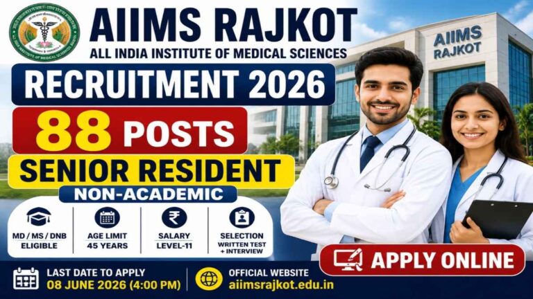 AIIMS Rajkot Senior Resident Recruitment 2026 notification for 88 non academic posts