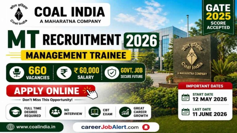 Coal India Vacancy 2026 notification image for 660 Management Trainee posts