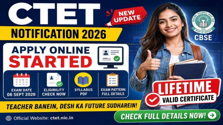 CTET Notification 2026 apply online form exam date eligibility syllabus