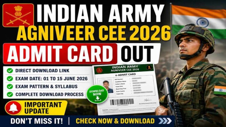 Indian Army Agniveer CEE Admit Card 2026 download link activated for Agnipath exam
