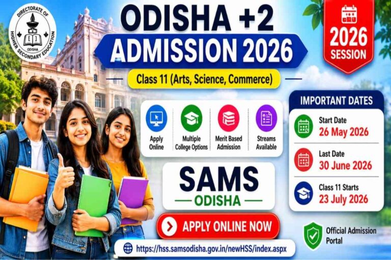 Odisha +2 Admission 2026 SAMS Odisha Apply Online for Class 11 Arts Science Commerce