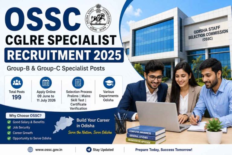 OSSC CGLRE Specialist Recruitment 2025 featured image for Odisha Group B and Group C specialist vacancy notification