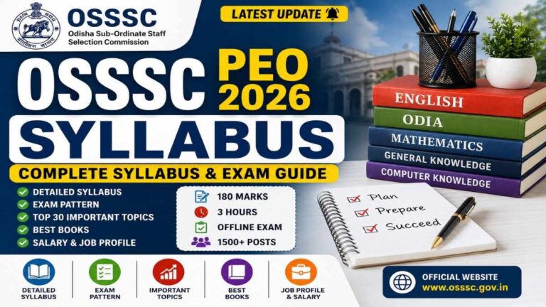 OSSSC PEO Syllabus 2026 exam pattern important topics and best books