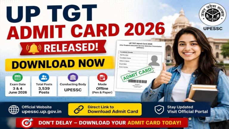 UP TGT Admit Card 2026 released download link active for UPESSC written exam