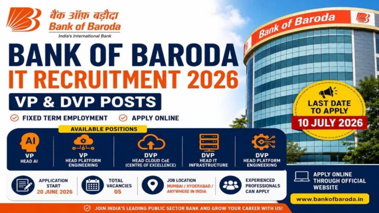 Bank of Baroda IT Recruitment 2026 notification for VP Head AI, Platform Engineering, Cloud CoE and IT Infrastructure posts