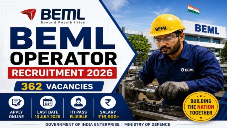 BEML Operator Recruitment 2026 Notification for 362 ITI Operator Posts