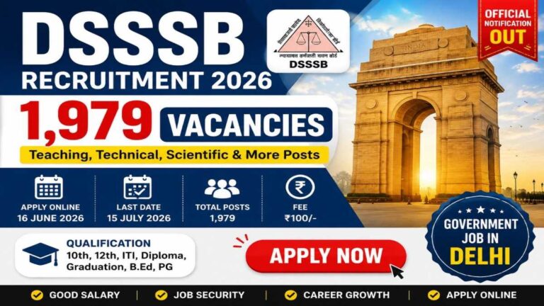 DSSSB Notification 2026 image for 1979 Delhi government vacancies apply online