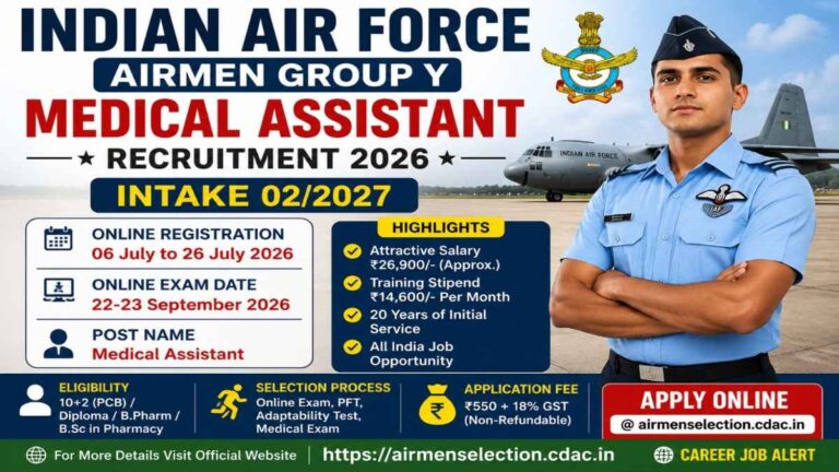 Indian Air Force Airmen Group Y Medical Assistant Recruitment 2026 Notification