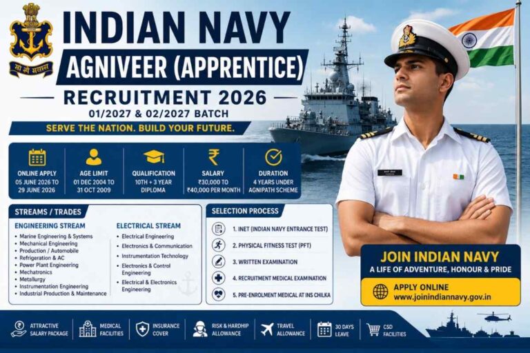 Indian Navy Agniveer (Apprentice) Recruitment 2026