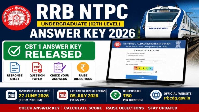 RRB NTPC UG Answer Key 2026 Download CBT 1 Response Sheet and Raise Objections