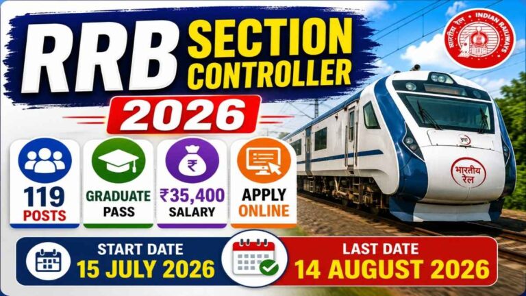 RRB Section Controller Recruitment 2026 notification for 119 vacancies with salary ₹35,400 and graduate eligibility