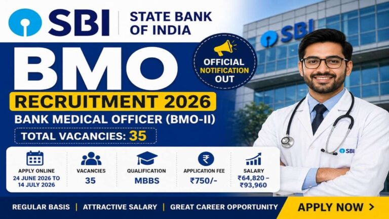 SBI BMO Recruitment 2026 Bank Medical Officer BMO-II Notification for 35 Vacancies