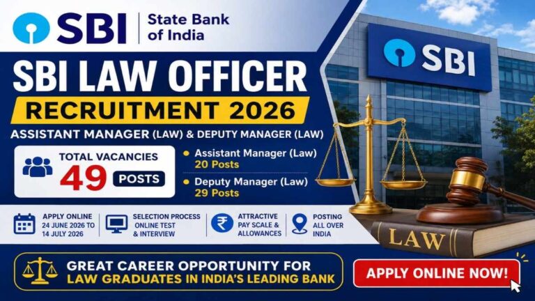 SBI Law Officer Recruitment 2026 notification for Assistant Manager Law and Deputy Manager Law posts