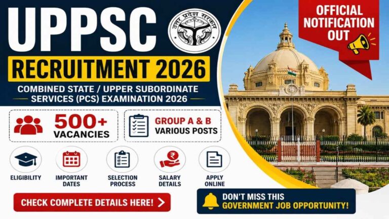 UPPSC PCS Recruitment 2026 Notification Out for About 500 Posts Apply Online