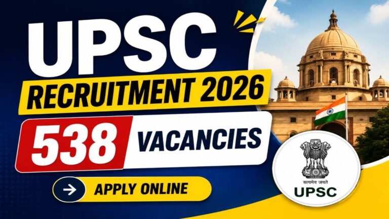 UPSC Recruitment 2026 notification for 538 vacancies across multiple ministries and departments