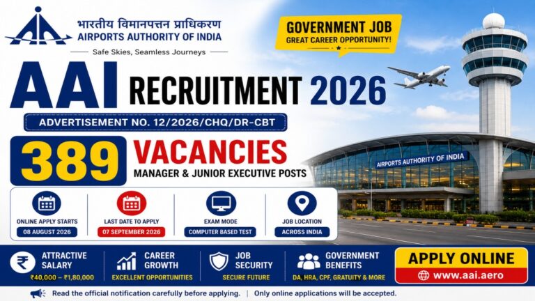 AAI Recruitment 2026 notification for 389 Manager and Junior Executive vacancies across India