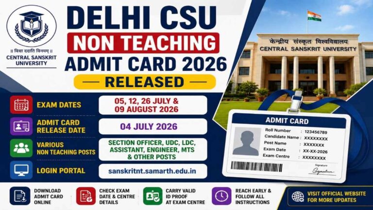 Delhi CSU Non Teaching Admit Card 2026 Released