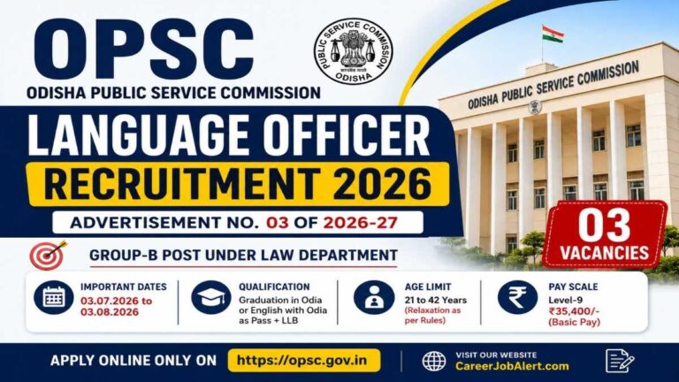 OPSC Language Officer Recruitment 2026 Notification for Group B Posts under Law Department