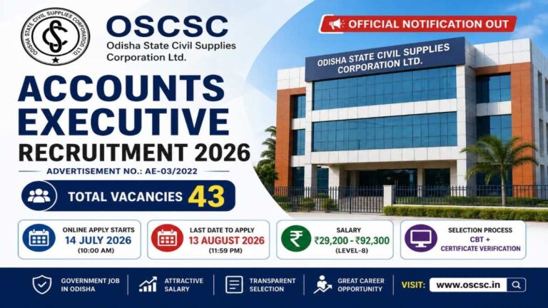 OSCSC Accounts Executive Recruitment 2026 Notification for 43 Vacancies in Odisha Apply Online
