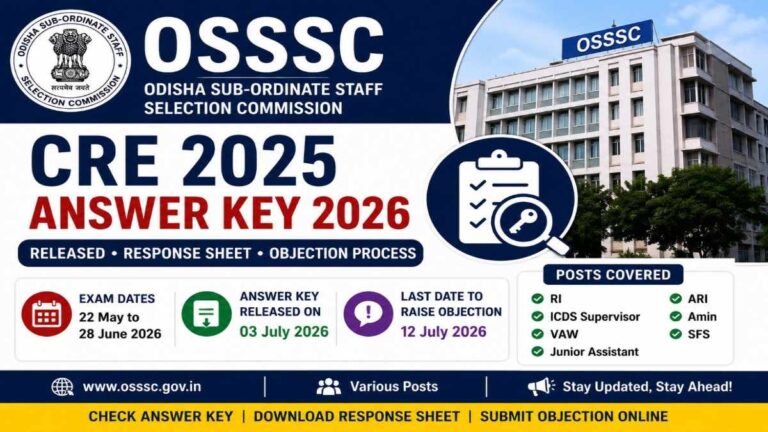 OSSSC CRE 2025 Answer Key 2026