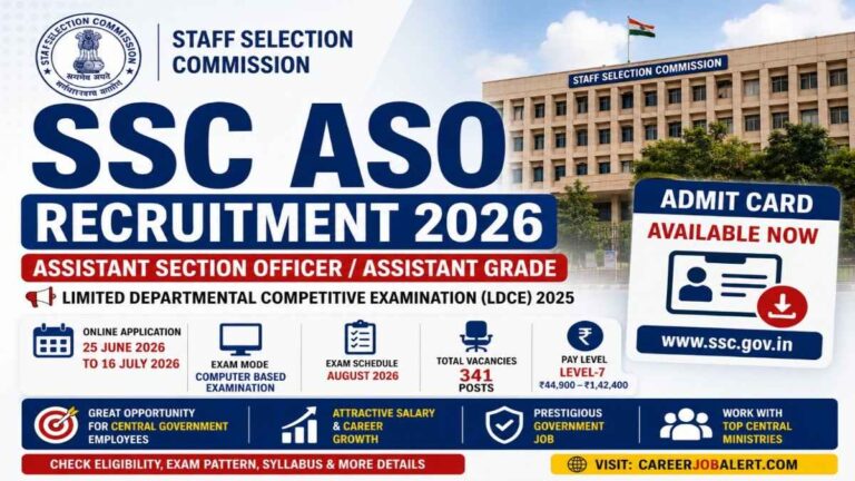 SSC ASO Recruitment 2026 Notification for 341 Assistant Section Officer Posts Apply Online