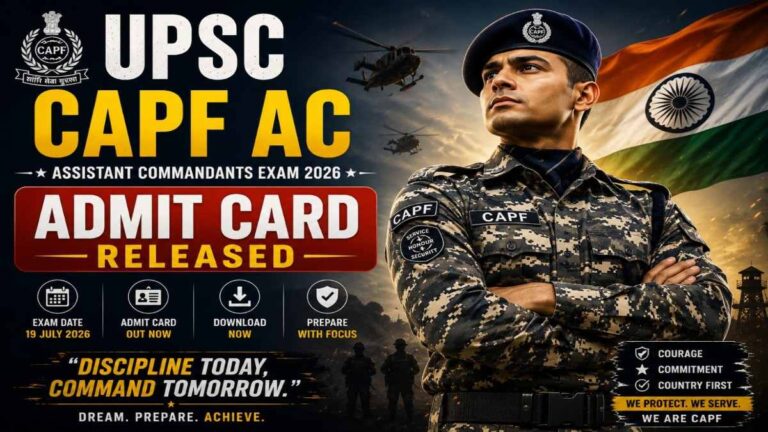UPSC CAPF AC Admit Card 2026 Released for Assistant Commandants Exam Download Hall Ticket