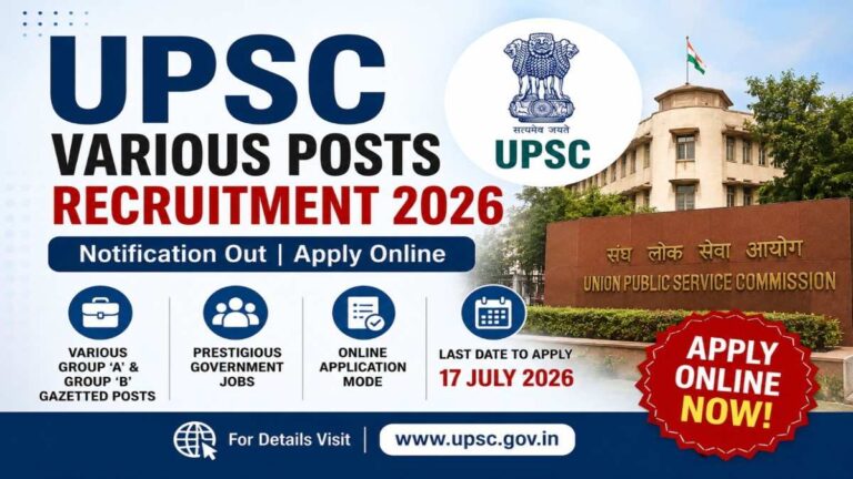 UPSC Various Posts Recruitment 2026 Notification Apply Online