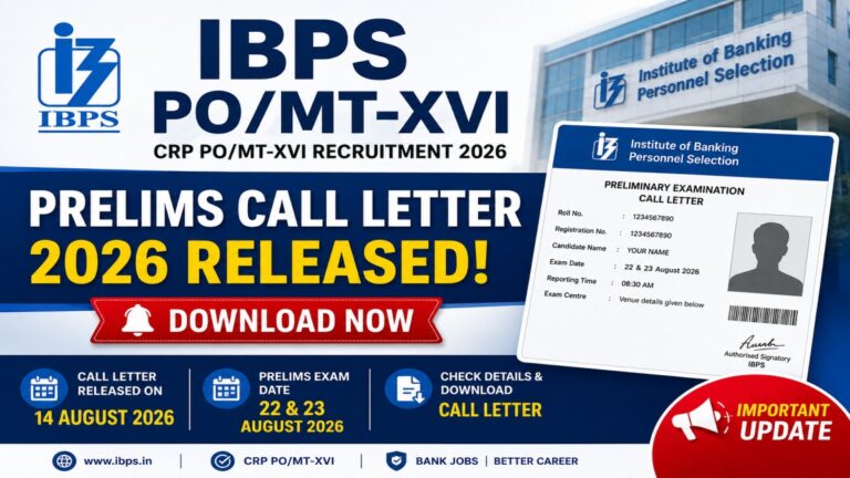 IBPS PO MT XVI Pre Admit Card 2026