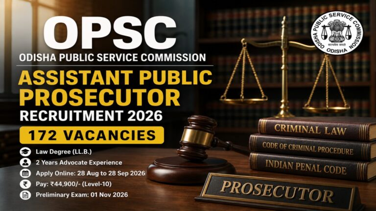 OPSC Assistant Public Prosecutor Recruitment 2026 with 172 vacancies