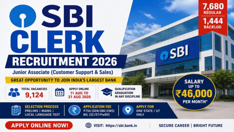 SBI Clerk Recruitment 2026 – 9,124 Junior Associate Vacancies