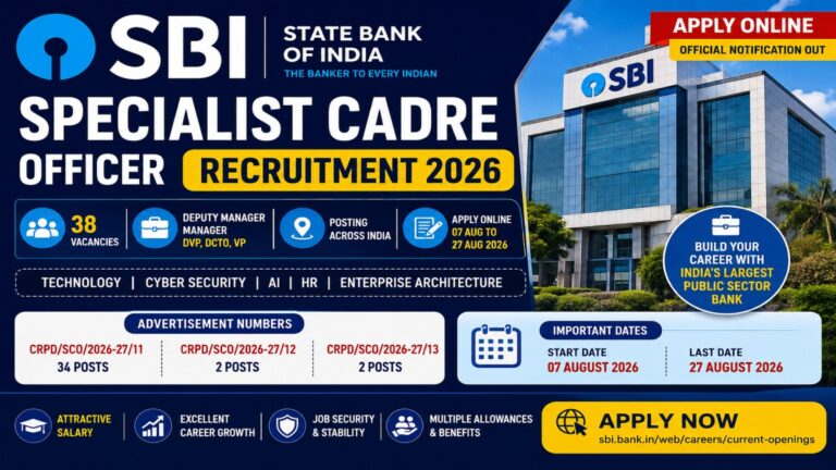 SBI Specialist Cadre Officer Recruitment 2026 Apply Online for 38 Specialist Cadre Officer Posts